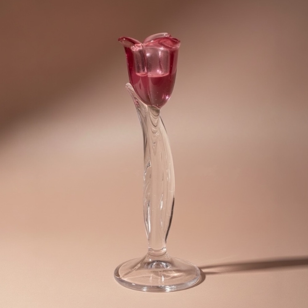 Mikasa Pink Crystal Candle Holder Vintage Glass Home Decor Romantic Cottagecore - Picture 2 of 11